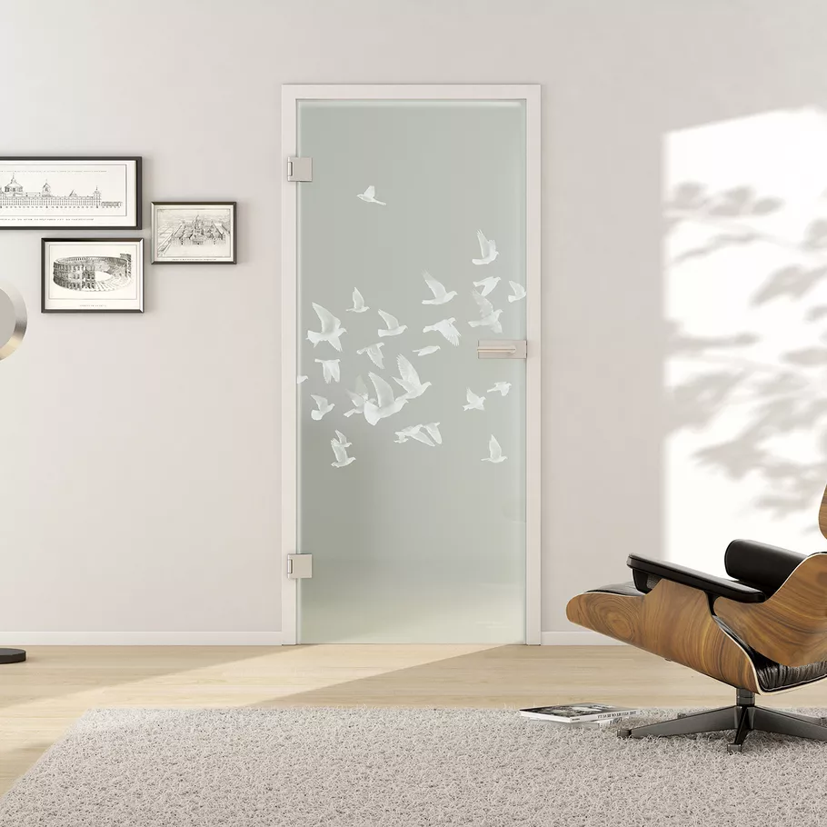 Glasdrehtür BIRDS&BIRD 695 ESG BASIC GREEN matt 921x2013x8mm Studio/Office Ö-Norm L