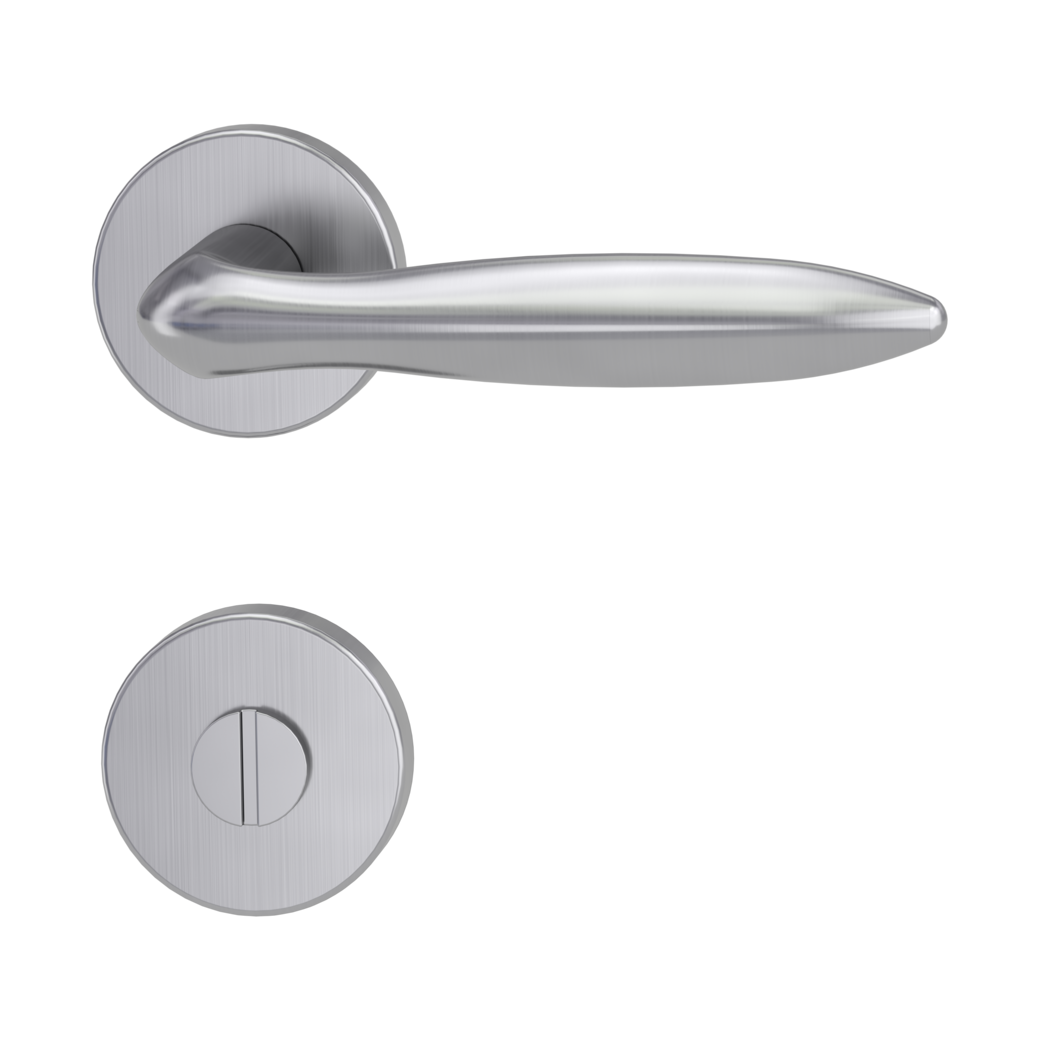 door handle set VERONICA clip on cl3 rose set round wc brushed steel