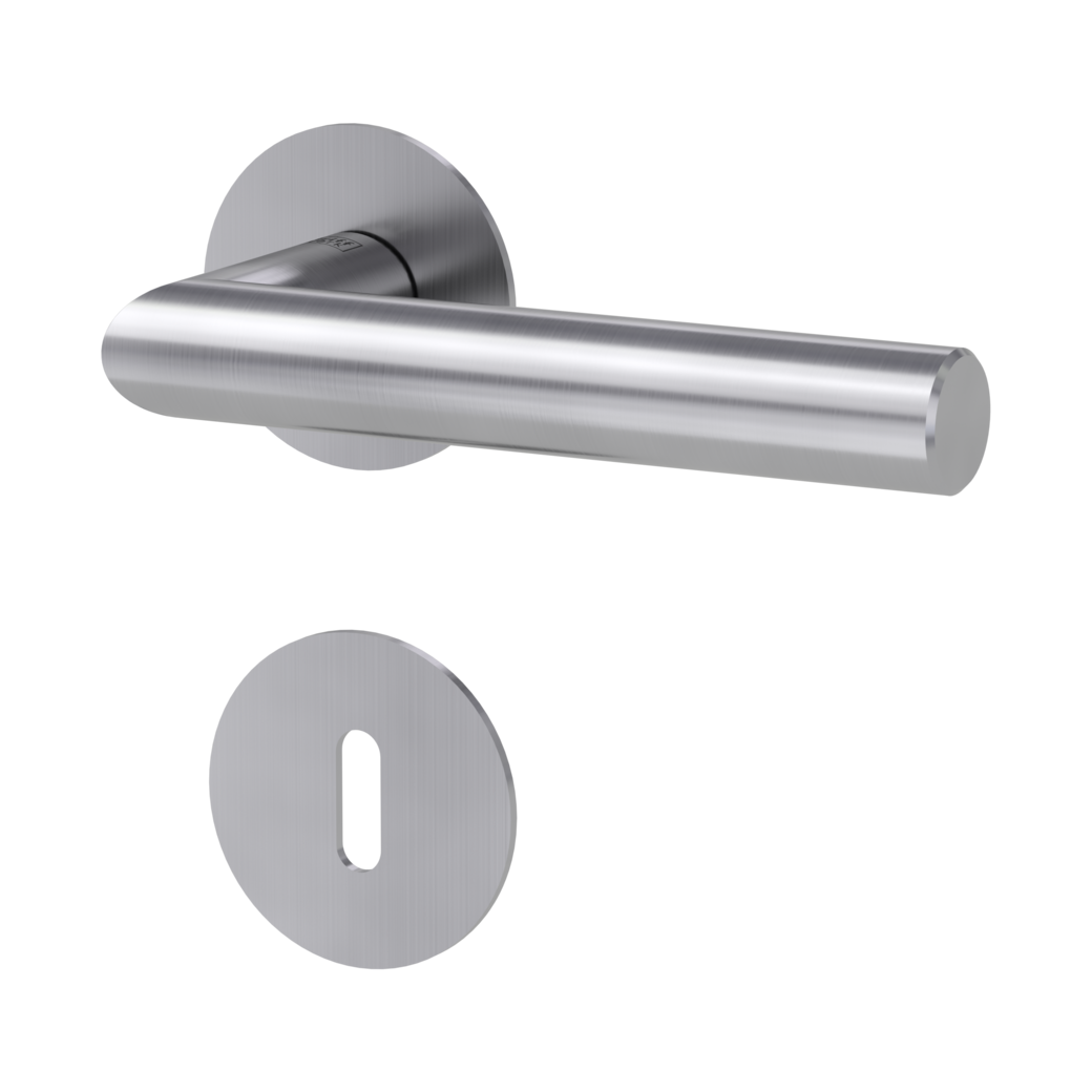 door handle set LUCIA PIATTA S flat rose rose set round mortice lock brushed steel