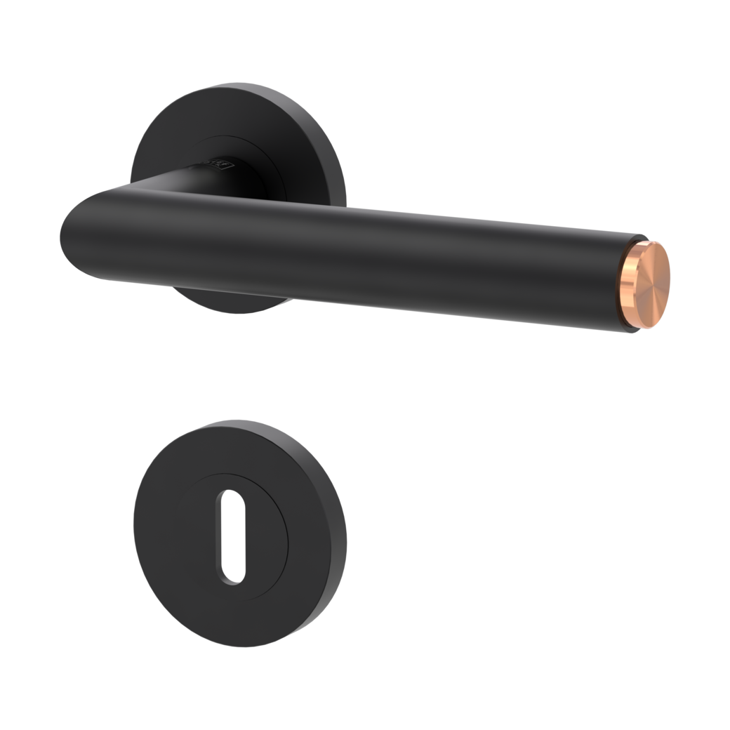 LUCIA SELECT door handle set Screw-on system GK3 round escutcheons Cipher bit graphite black copper