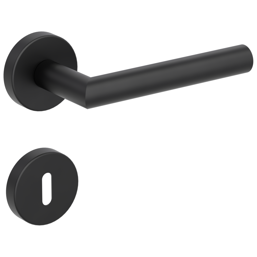 LUCIA door handle set Clip-on system GK3 round escutcheons Cipher bit graphite black