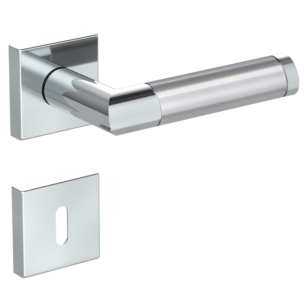 door handle set CHRISTINA QUATTRO clip on cl3 rose set square mortice lock polished/brushed steel