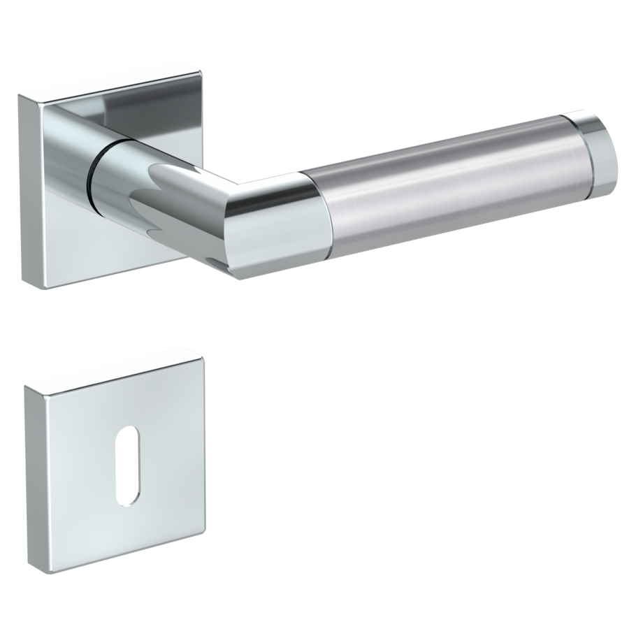 door handle set CHRISTINA QUATTRO clip on cl3 rose set square mortice lock polished/brushed steel