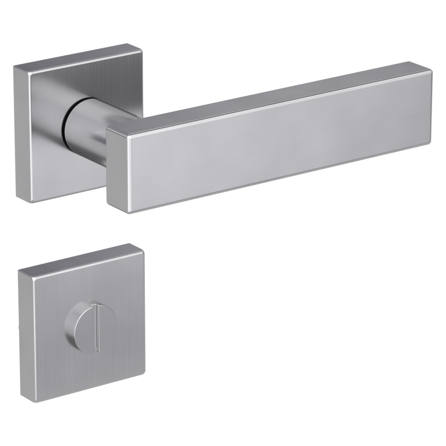 Isolated product image in the right-turned angle shows the GRIFFWERK rose set square CARLA SQUARE in the version turn and release - brushed steel - clip on technique outside view