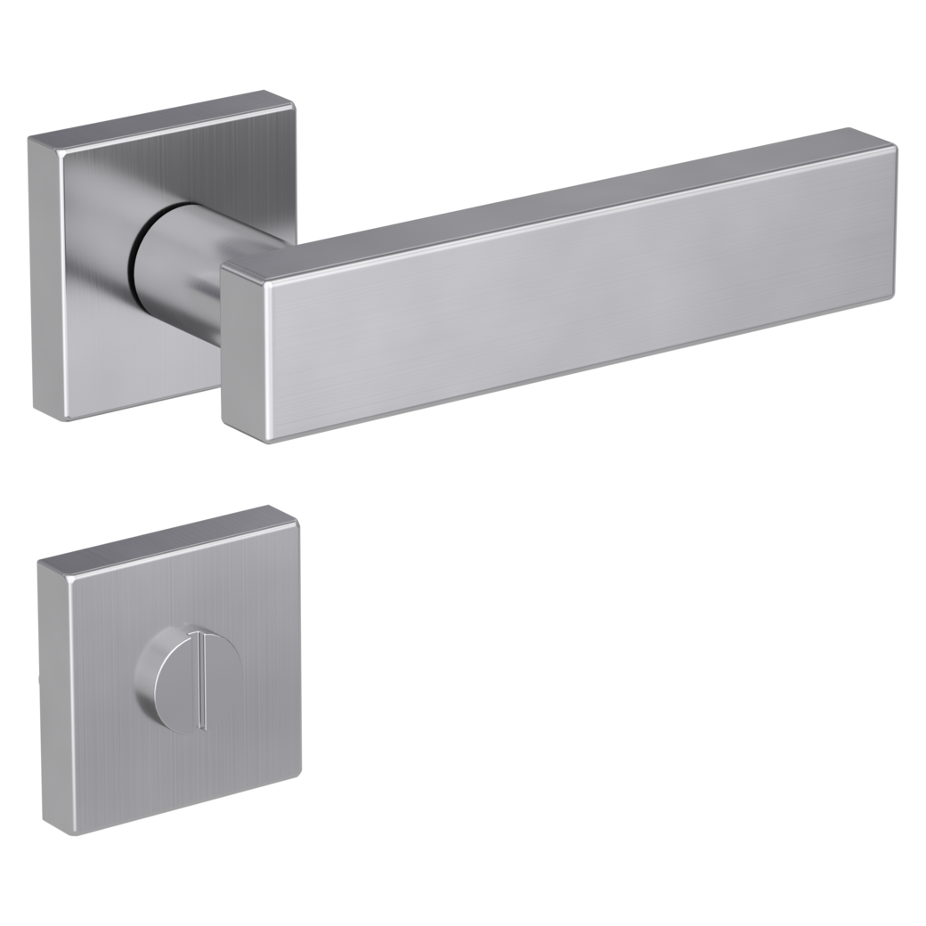 CARLA SQUARE door handle set Clip-on sys.GK3 straight-edged escut. WC satin stainless steel