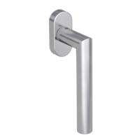 Silhouette product image in perfect product view shows the Griffwerk window handle LUCIA PROF in the version unlockable, brushed steel