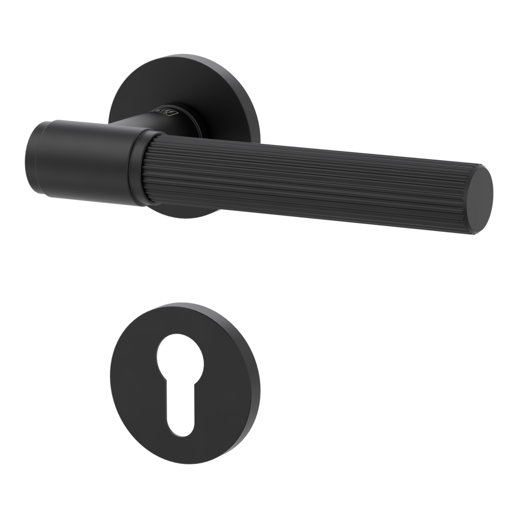 door handle set VAYA 136 ARIS Fast2Fix rose set round Profile cylinder graphite black door handle set VAYA 136 ARIS Fast2Fix rose set round Profile cylinder graphite black