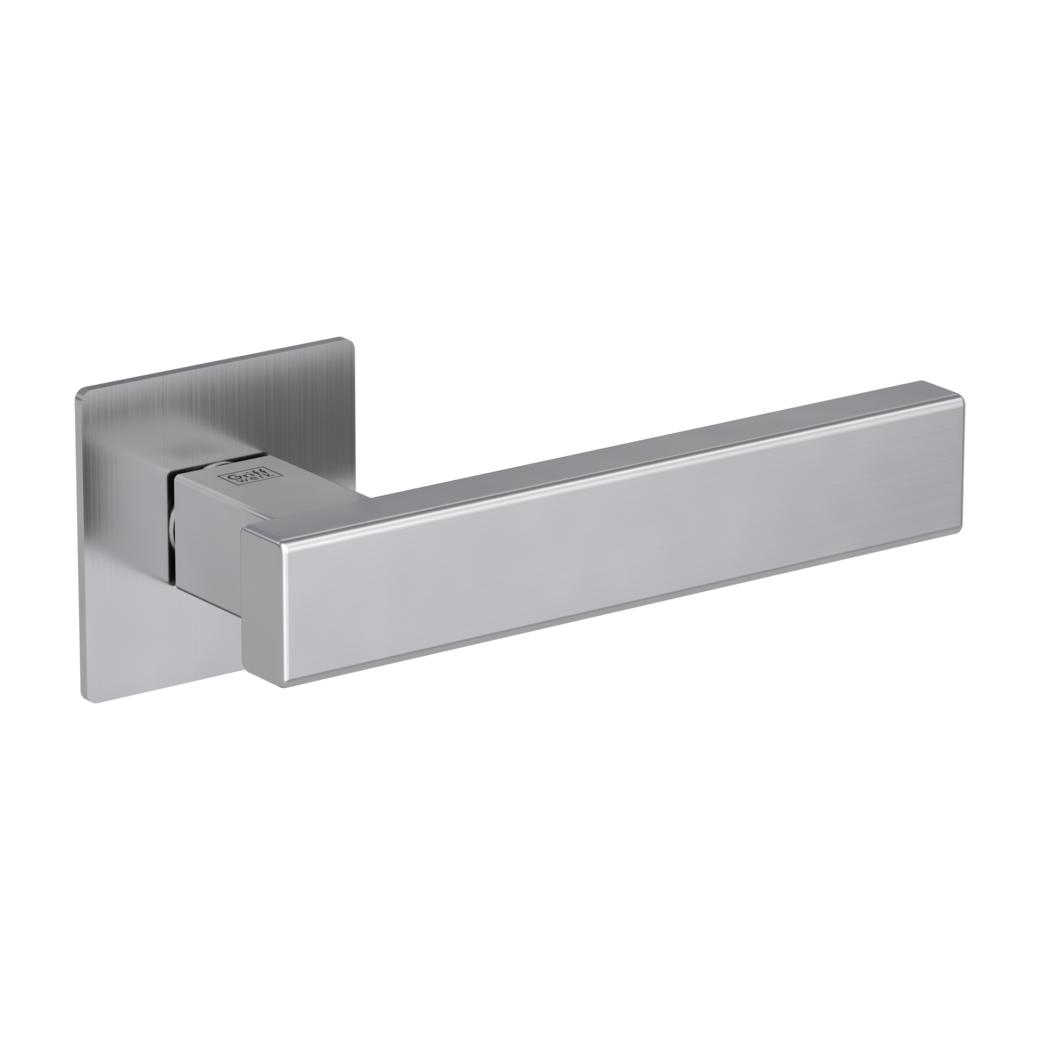 CUBICO PIATTA S QUATTRO door handle set Flat escutcheons straight-edged OS satin stainless steel