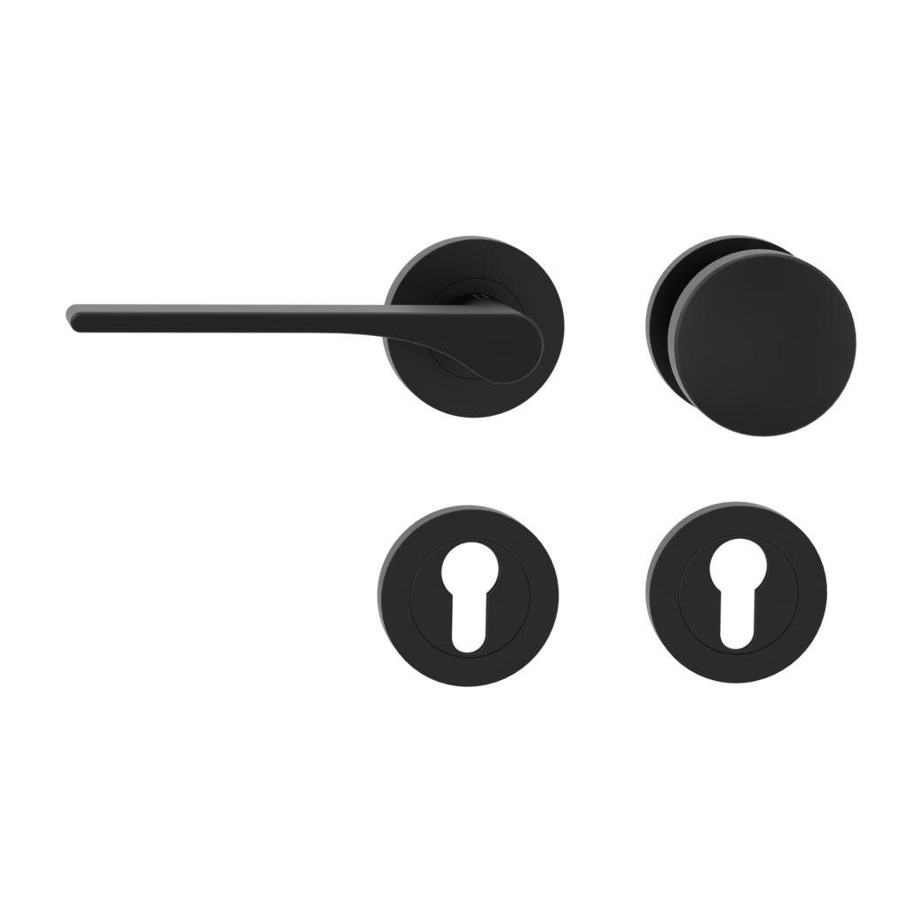 knob handle rose set LEAF LIGHT screw on cl4 rose set round knob R2 34-45mm graphite black L