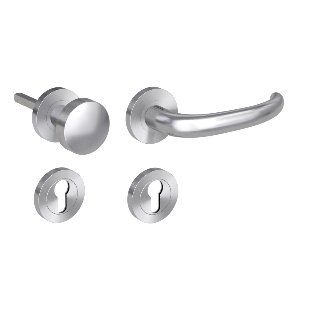 knob handle rose set ULMER GRIFF PROF screw on panic rose set round knob R2 38-50mm brushed steel R