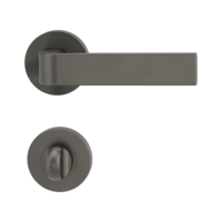 Isolated product image in perfect product view shows the GRIFFWERK rose set OVIDA in the version turn and release - brushed steel - clip on technique inside view 