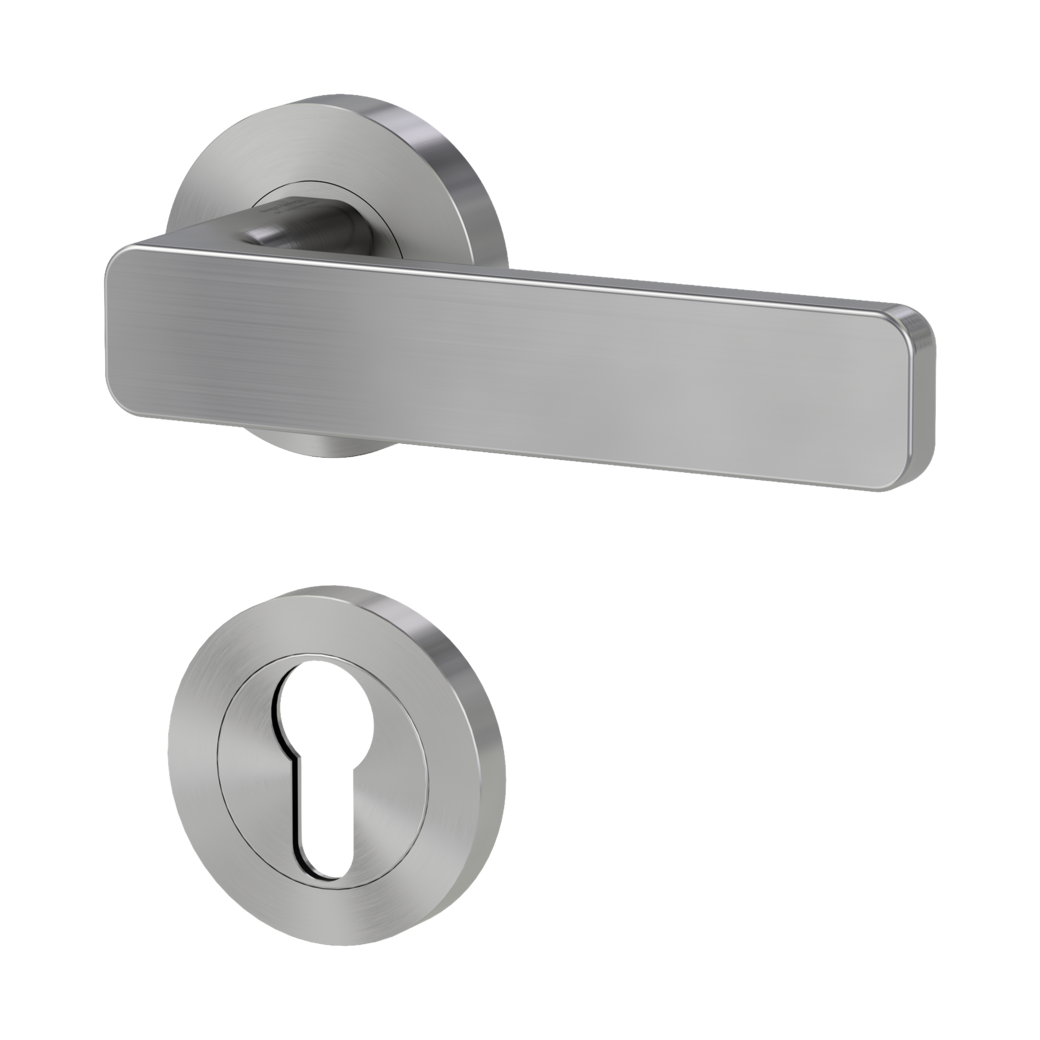 MINIMAL MODERN door handle set Screw-on system GK4 round escutcheons Profile cylinder velvet grey