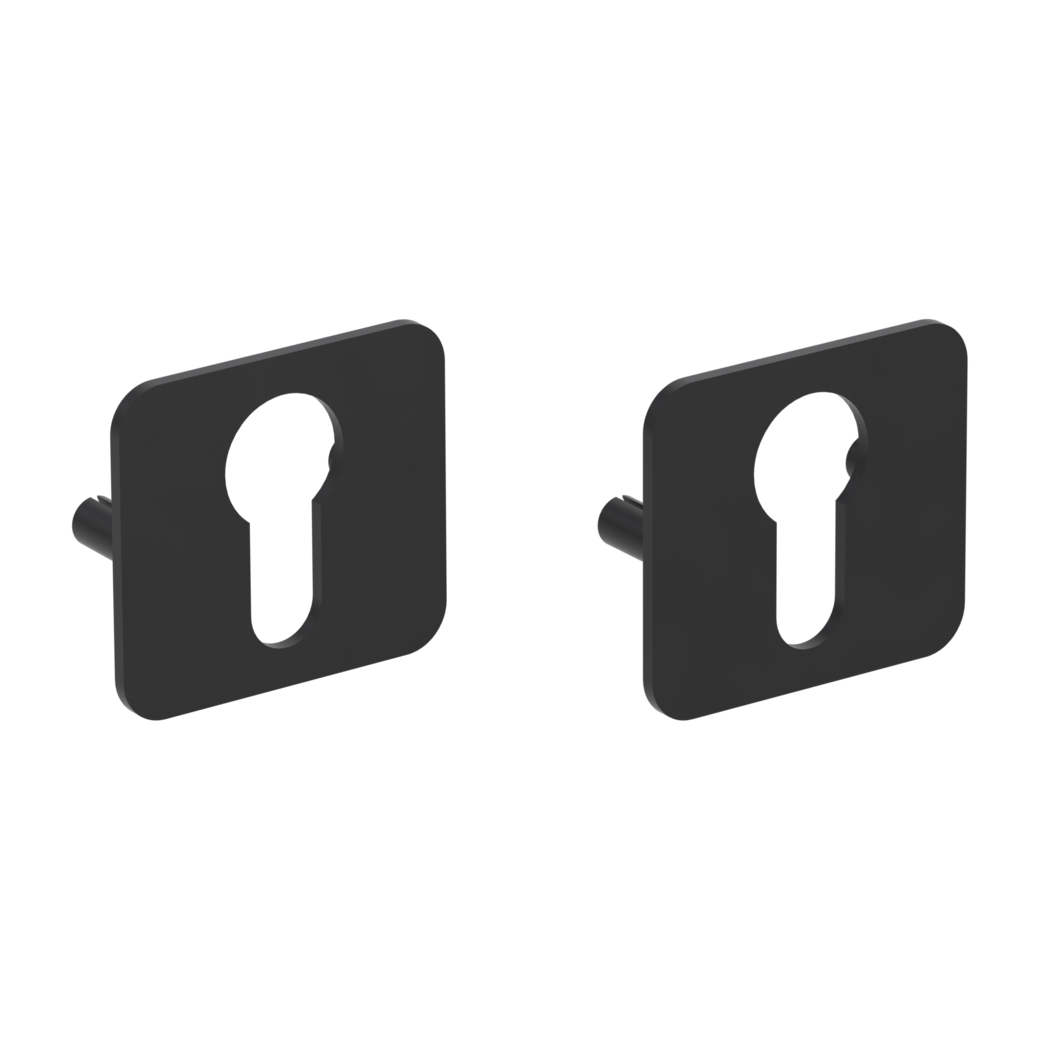 ONE pair of escutcheons rounded profile cylinder Flat escutcheon graphite black