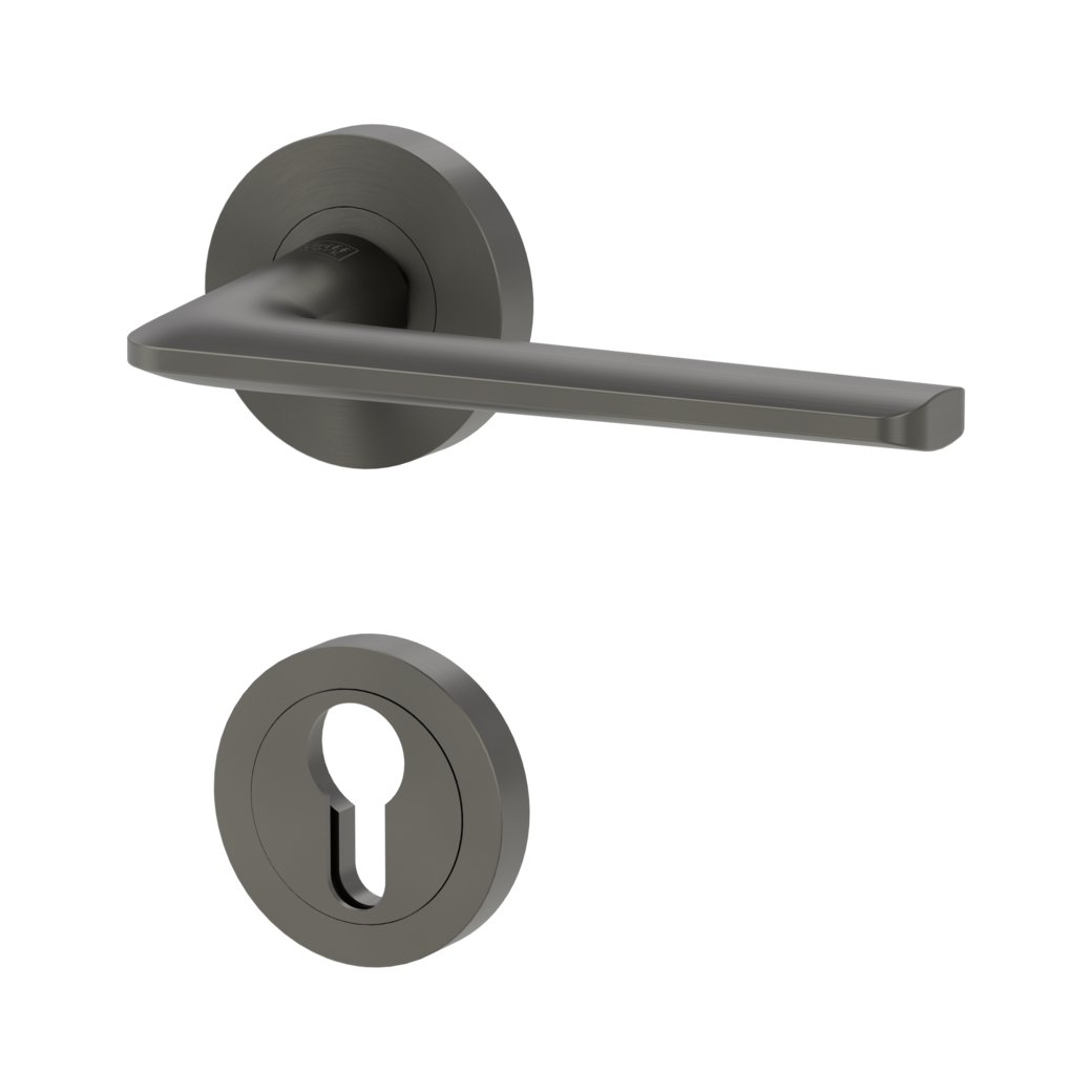 door handle set REMOTE screw on cl4 rose set round euro profile cashmere grey