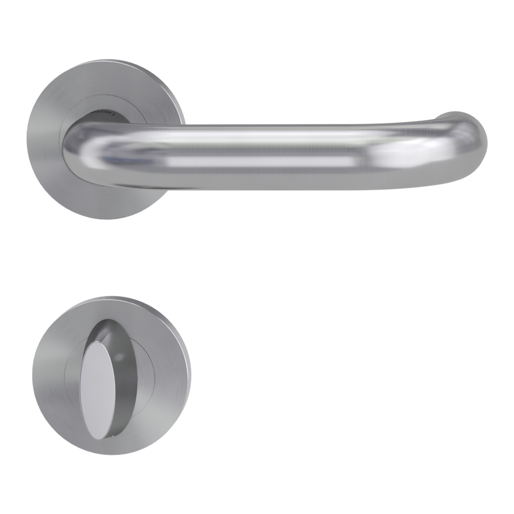 door handle set ALESSIA PROF screw on cl3 rose set round wc red/white brushed steel
