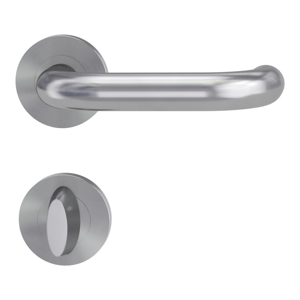 door handle set ALESSIA PROF screw on cl3 rose set round wc brushed steel