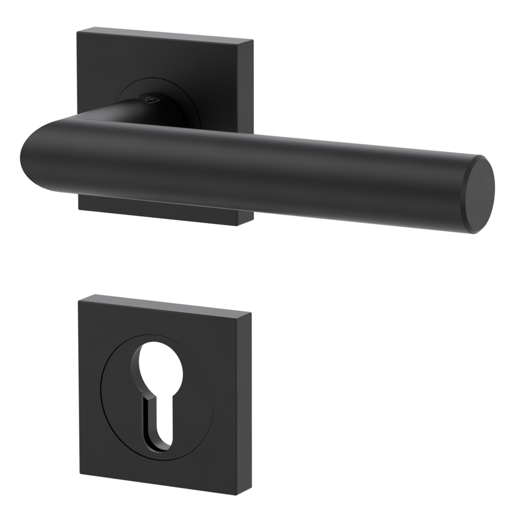 LUCIA PROF door handle set Screw-on sys.GK3 straight-edged escut. Profile cylinder graphite black