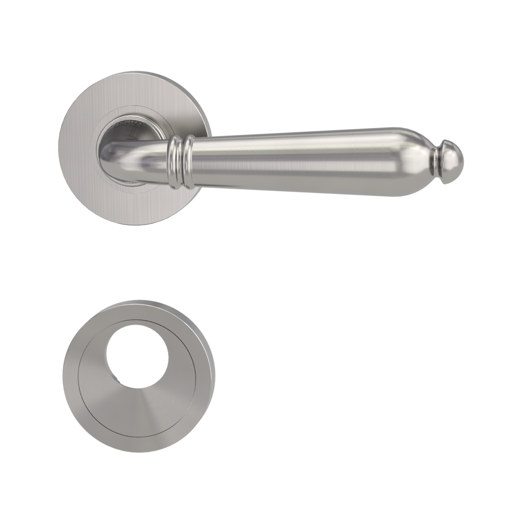 door handle set CAROLA screw on cl4 rose set round swiss profile velvety grey