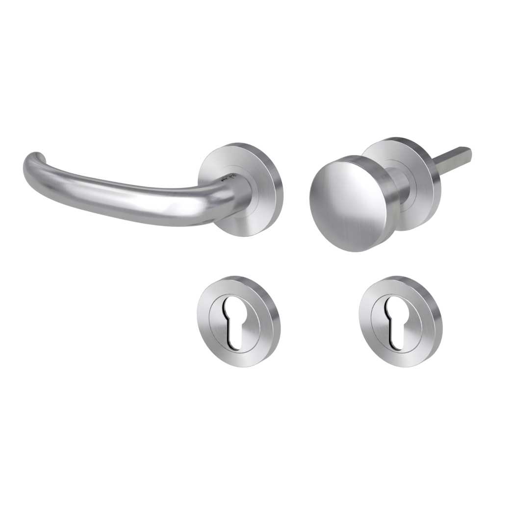 knob handle rose set ULMER GRIFF PROF screw on FP rose set round knob R2 38-50mm brushed steel L