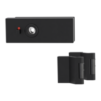 Silhouette product image in perfect product view shows the GRIFFWERK glass door lock set PURISTO S in the version unlockable, graphite black, 3-part hinge set