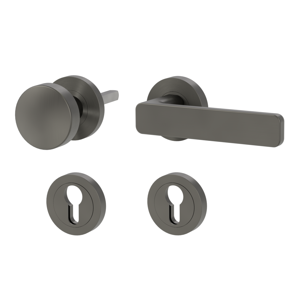 MINIMAL MODERN alternate set Screw-on system GK4 round escutcheons Knob R2 34-45mm cashmere grey R