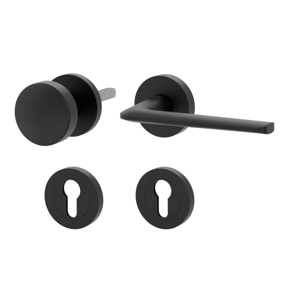 knob handle rose set REMOTE screw on cl4 rose set round knob R2 graphite black R