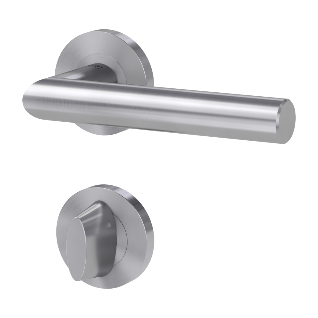 LUCIA PROF door handle set Screw-on system GK3 round escutcheons WC satin stainless steel