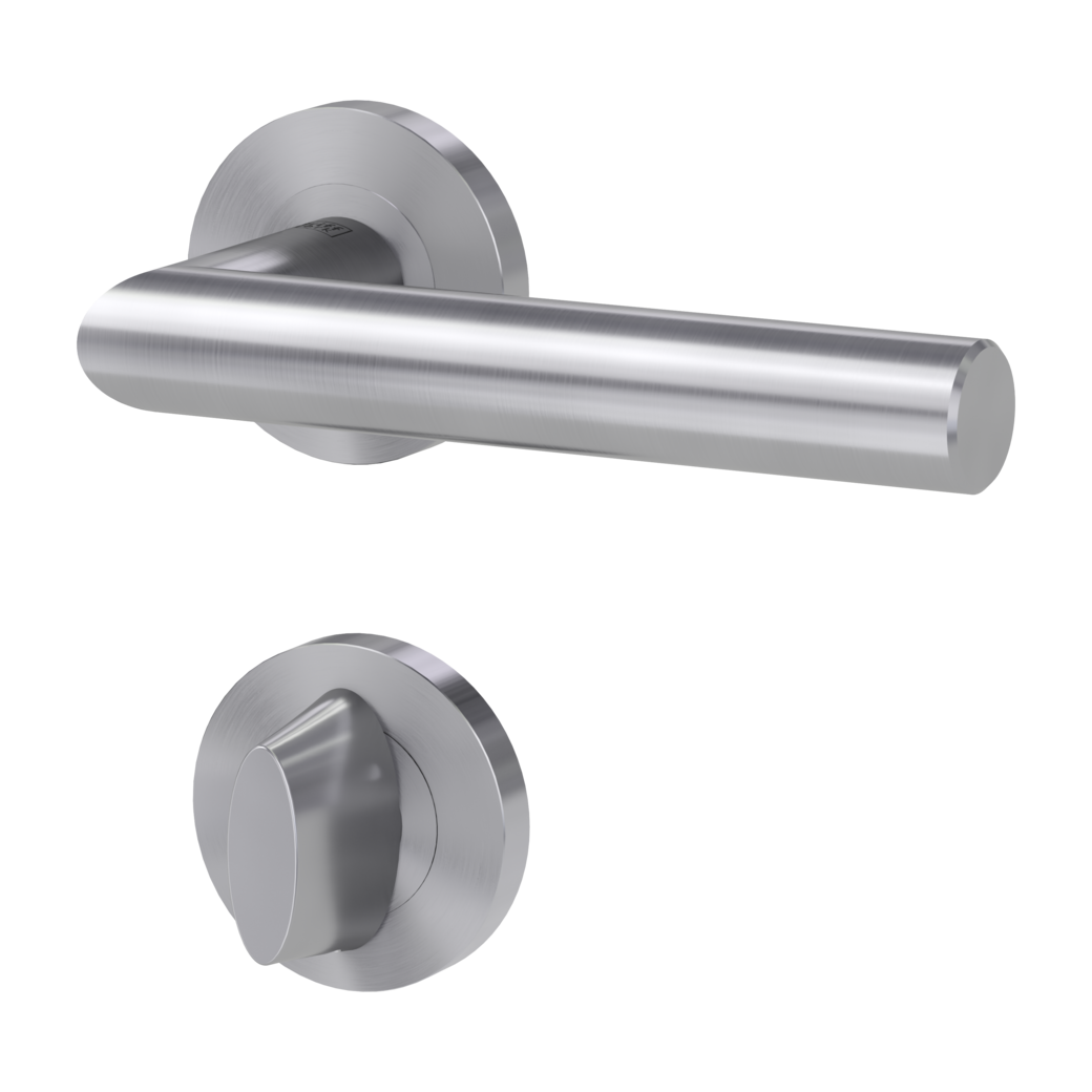 door handle set LUCIA PROF screw on cl3 rose set round wc brushed steel