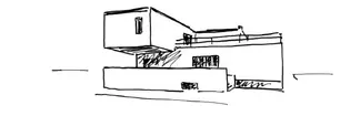 El boceto muestra la casa del director en la que vivía Walter Gropius.