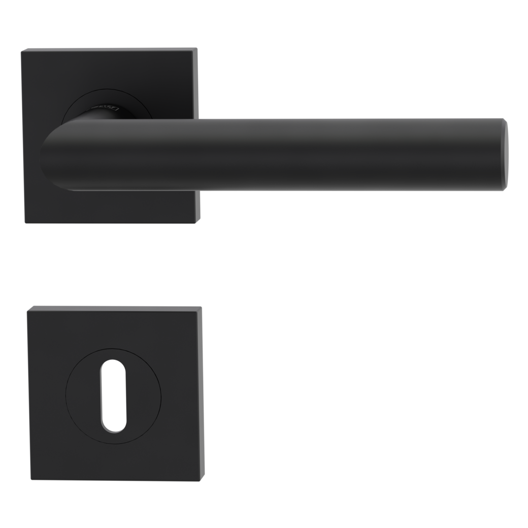 LUCIA PROF door handle set Screw-on sys.GK3 straight-edged escut. Cipher bit graphite black