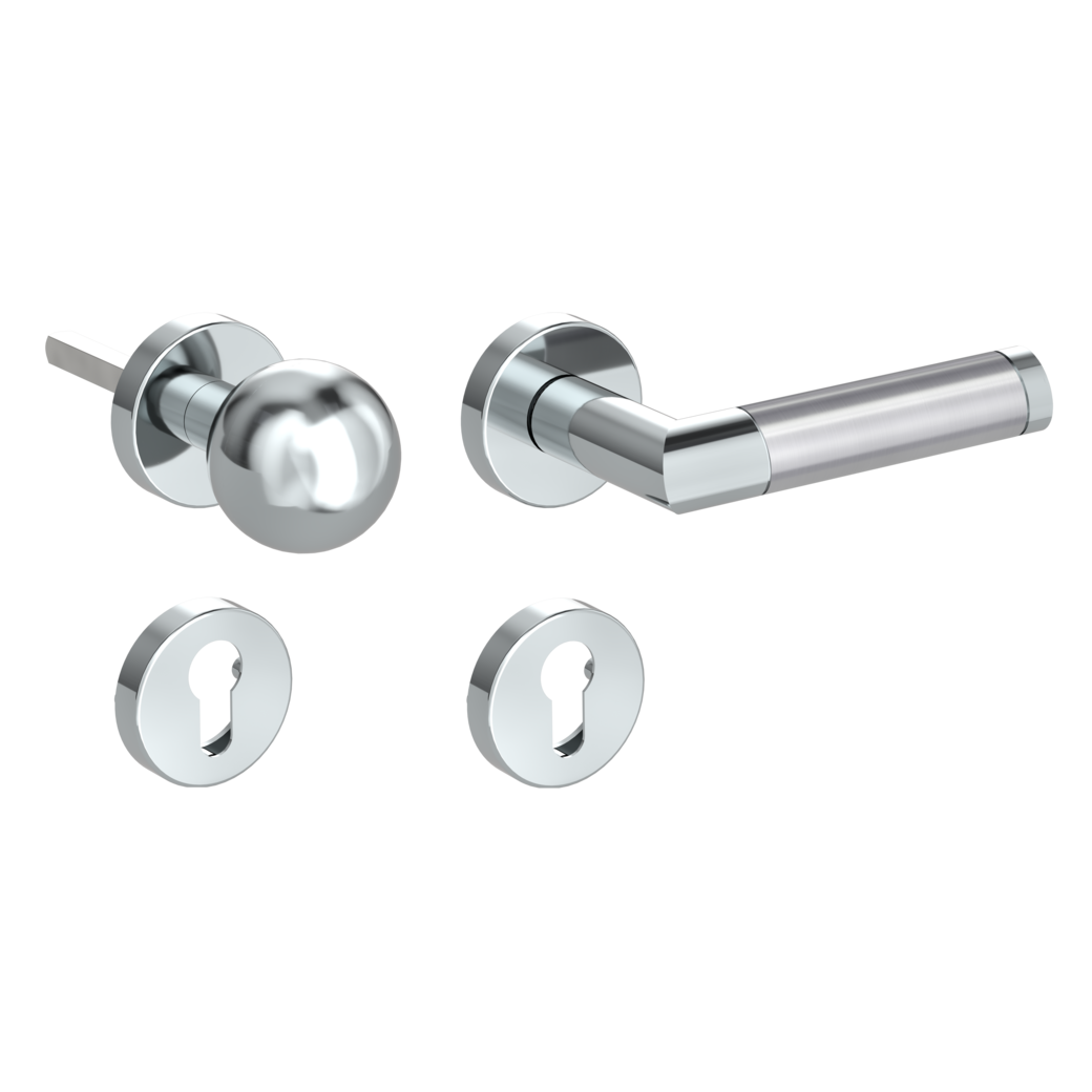 knob handle rose set CHRISTINA clip on cl3 rose set round knob R4 polished/brushed steel R