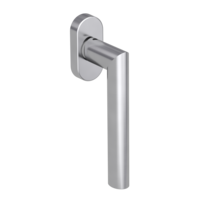 Silhouette product image in perfect product view shows the Griffwerk window handle VIVIA in the version unlockable, brushed steel