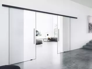 Glass door system PLANEO AIR PLANEO AIR glass door system by GRIFFWERK is now also available as a double-leaf version.