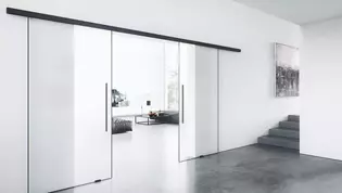 Glass door system PLANEO AIR PLANEO AIR glass door system by GRIFFWERK is now also available as a double-leaf version.
