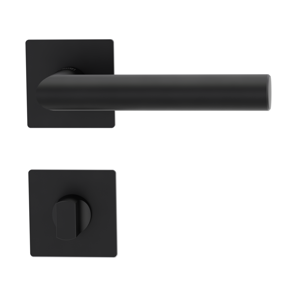 LUCIA PIATTA S QUATTRO door handle set Flat escutcheons straight-edged WC graphite black