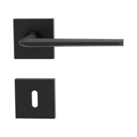 Isolated product image in perfect product view shows the GRIFFWERK rose set square REMOTE in the version mortice lock - graphite black - screw on technique