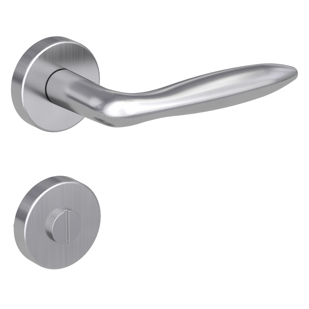 door handle set VERONICA clip on cl3 rose set round wc brushed steel