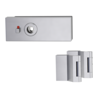 Silhouette product image in perfect product view shows the GRIFFWERK glass door lock set PURISTO S in the version smart2lock, brushed steel, 3-part hinge set