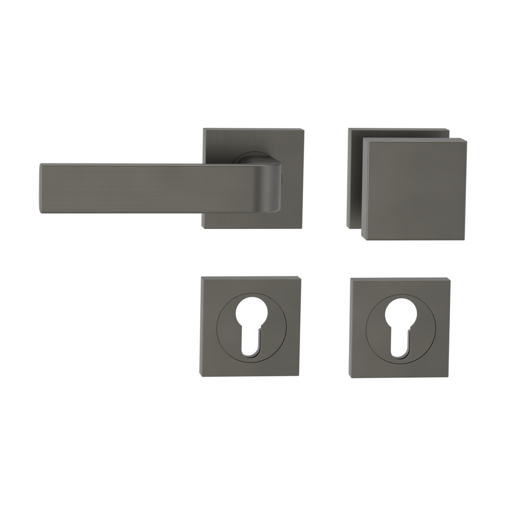 GRAPH alternate set Screw-on sys.GK4 straight-edged escut. Knob SQUARE 34-45mm cashmere grey L