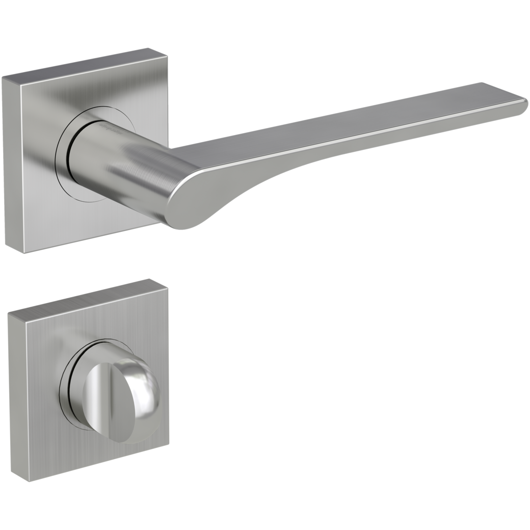 door handle set LEAF LIGHT screw on cl4 rose set square wc velvety grey