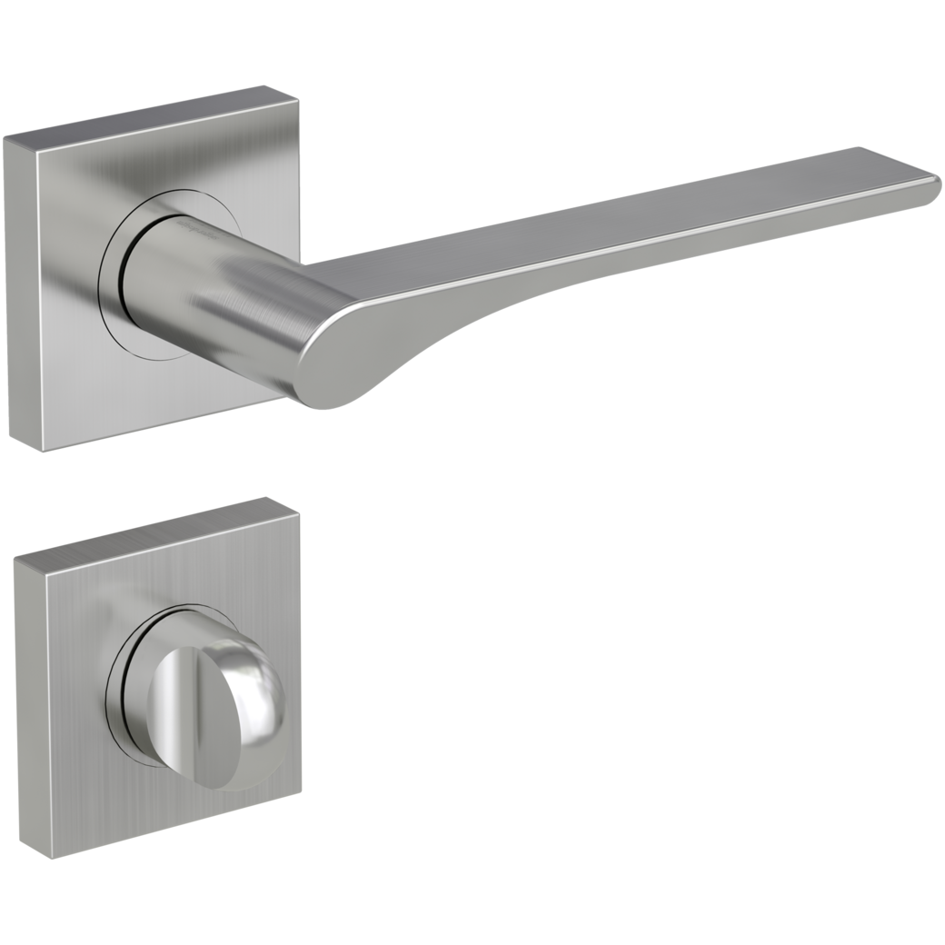 LEAF LIGHT door handle set Screw-on sys.GK4 straight-edged escut. WC velvet grey