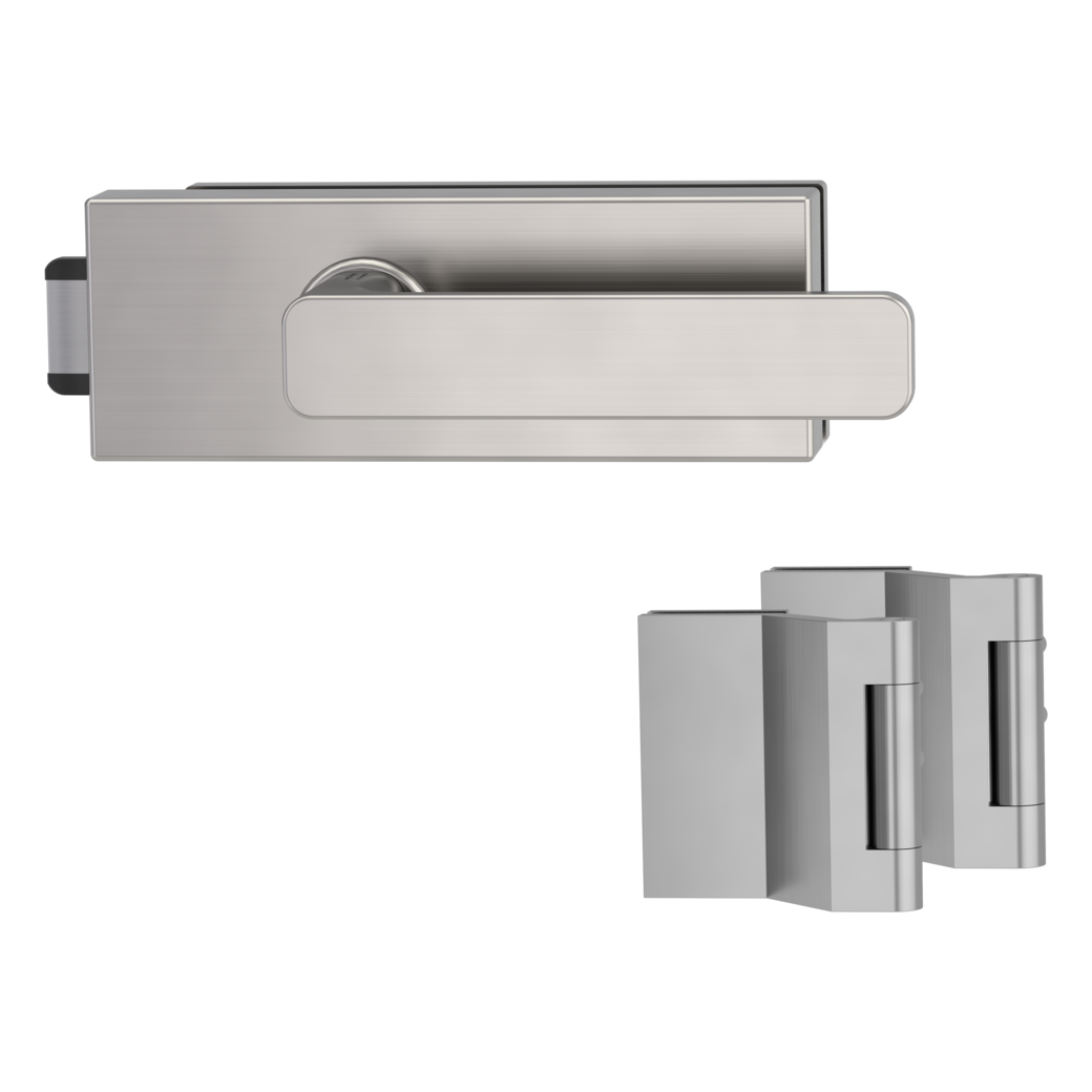 PURISTO S glass door fitting set not lockable quiet 3-pc. hinges MINIMAL MODERN velvet grey