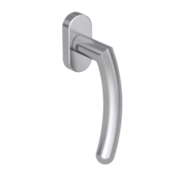 Silhouette product image in perfect product view shows the Griffwerk window handle SAVIA PROF in the version unlockable, brushed steel