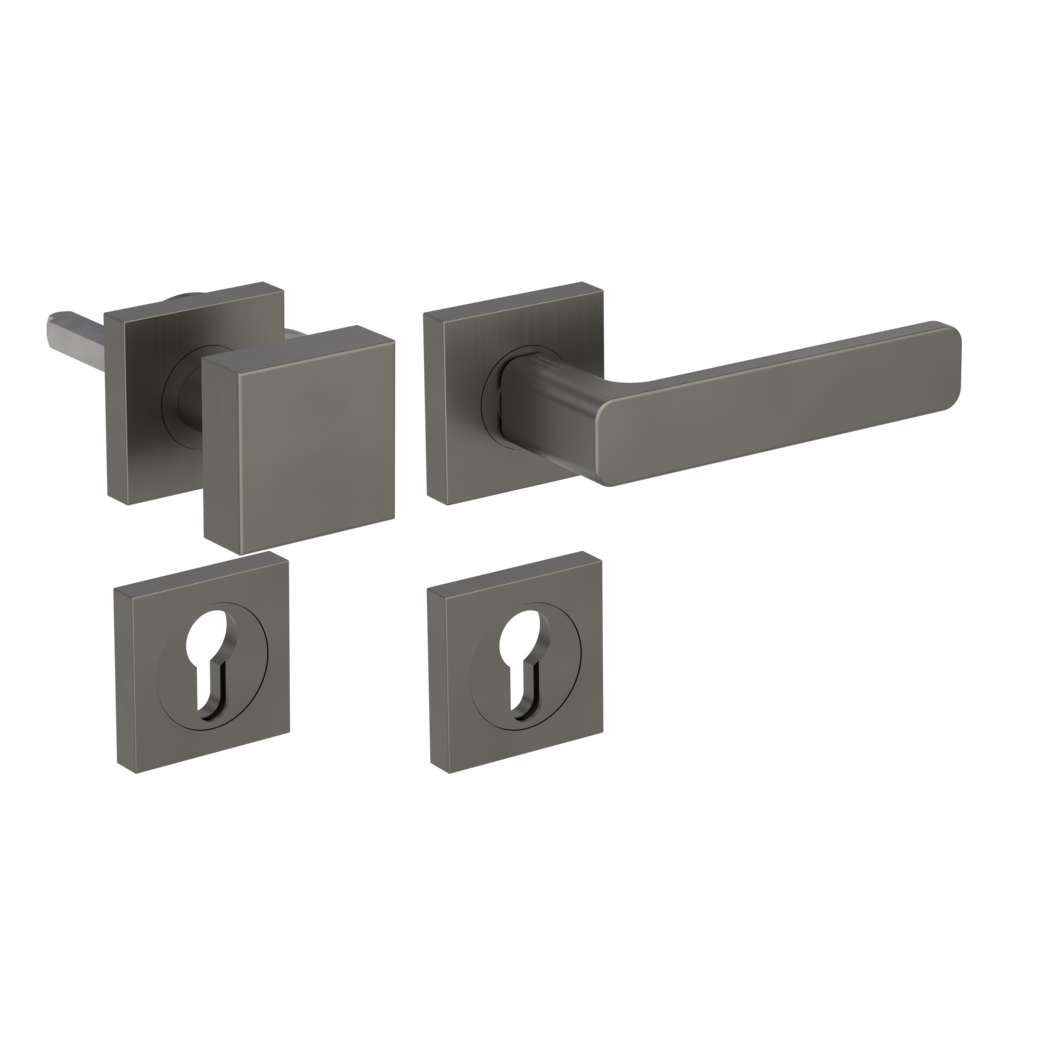 knob handle rose set MINIMAL MODERN screw on cl4 rose set square knob SQUARE 34-45mm cashmere grey R