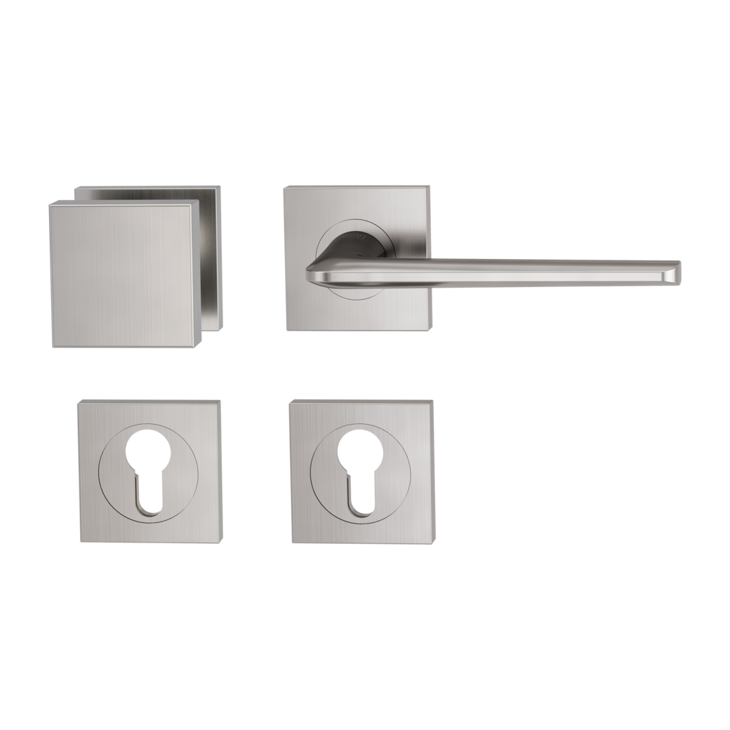 REMOTE alternate set Screw-on sys.GK4 straight-edged escut. Knob SQUARE velvet grey R