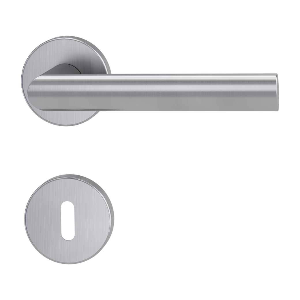 door handle set OVIDA clip on cl3 rose set round mortice lock brushed steel