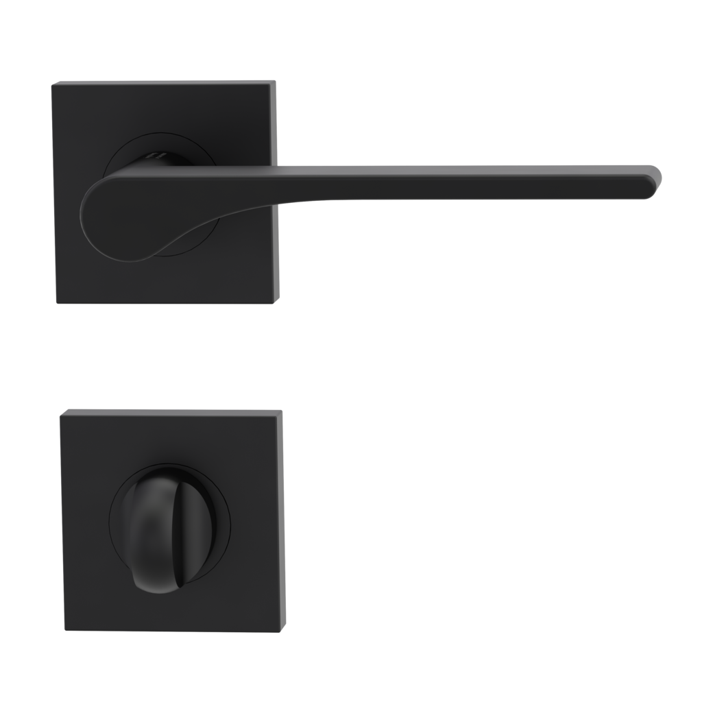 LEAF LIGHT door handle set Screw-on sys.GK4 straight-edged escut. WC graphite black