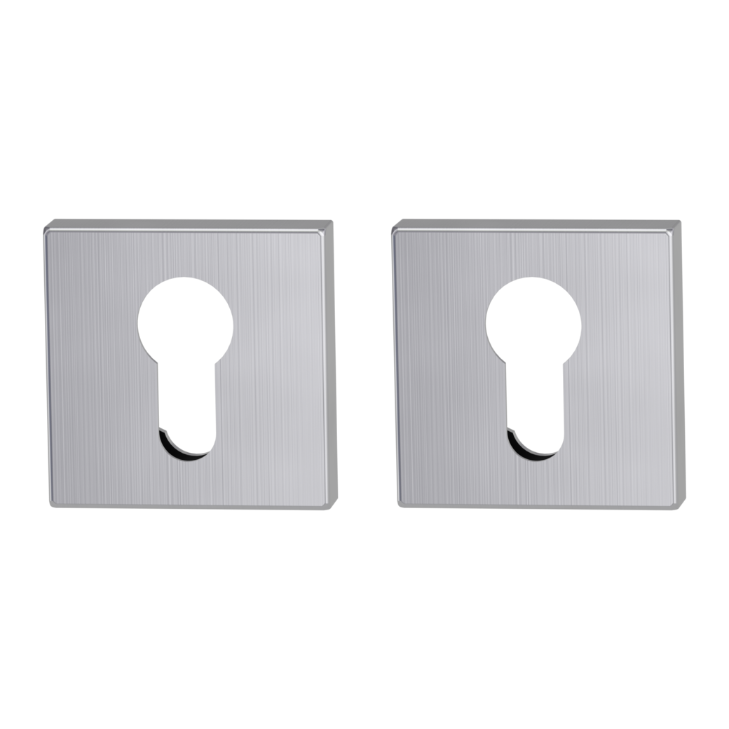 Par de rosetas para llave Cilindro perfilado angular Montaje clipado Acero inoxidable mate