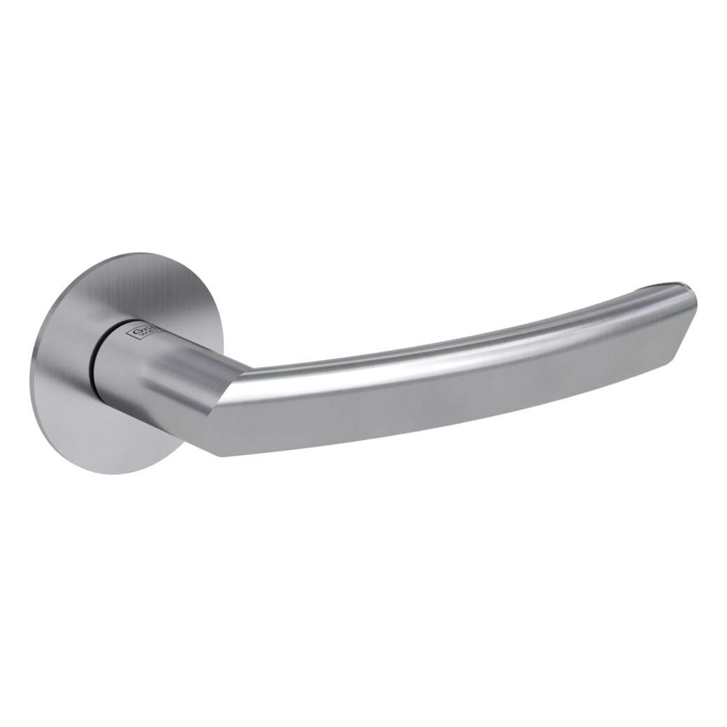 CRYSTAL PIATTA S door handle set Flat escutcheons round OS satin stainless steel