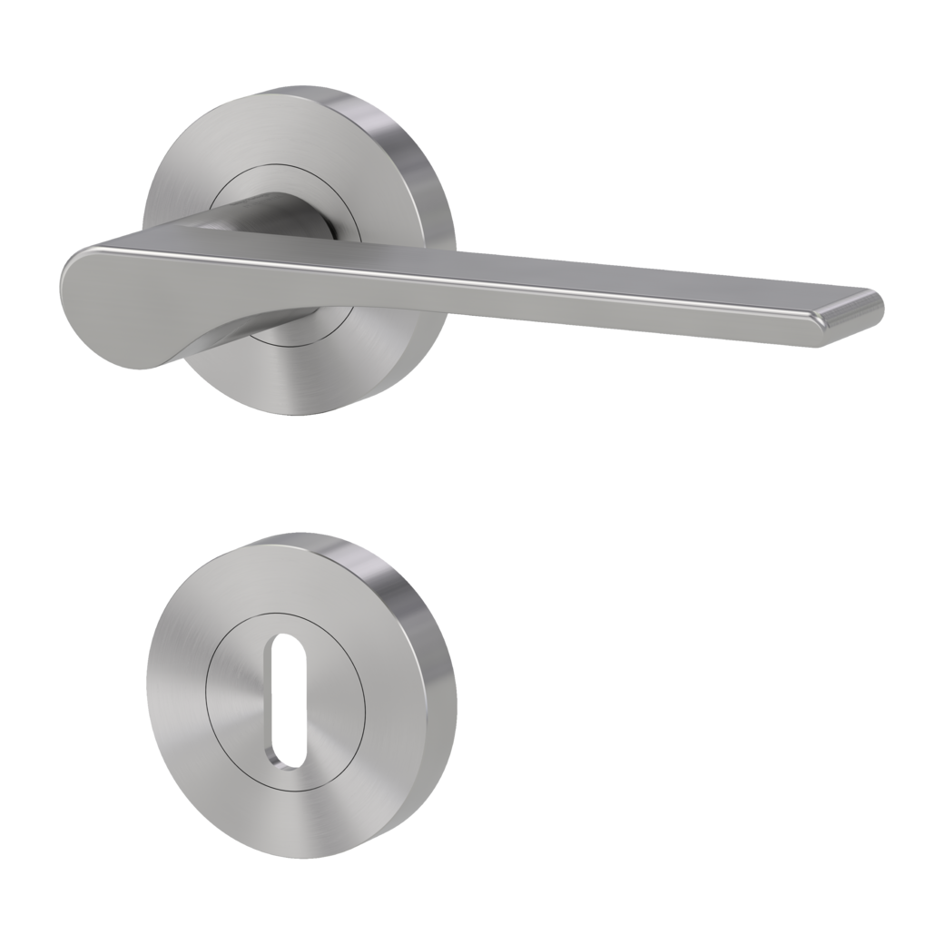 LEAF LIGHT door handle set Screw-on system GK4 round escutcheons Cipher bit velvet grey